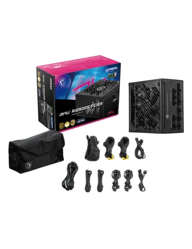 MSI MPG A1250GS PCIE5 unidad de fuente de alimentación 1250 W 20+4 pin ATX ATX Negro