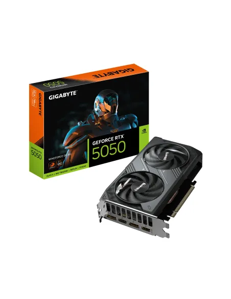 GIGABYTE GeForce RTX 5050 WINDFORCE OC 8G Tarjeta Gráfica - 8GB GDDR6, 128bit, PCI-E 5.0, 2587MHz Frecuencia del núcleo, 2 x