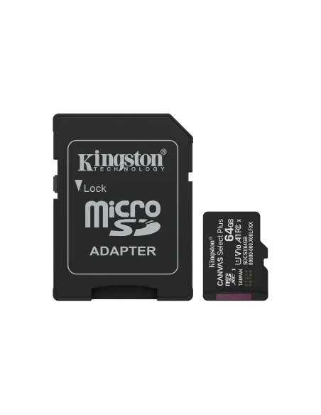 Kingston Technology 64GB microSDXC Canvas Select Plus Gen3 100MB s A1 (Incluye adaptador de SD)