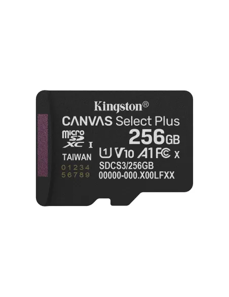 Kingston Technology 256GB microSDXC Canvas Select Plus Gen3 150MB s A1 (Incluye adaptador de SD)