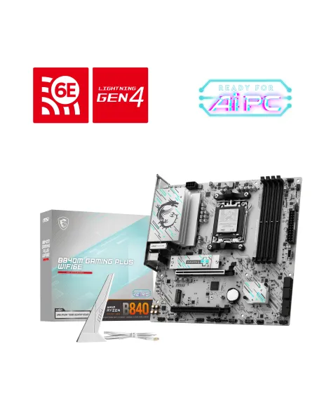 MSI B840M GAMING PLUS WIFI6E placa base AMD B840 Zócalo AM5 micro ATX