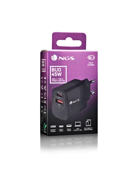 NGS BUD 45W Universal Negro Corriente alterna Carga rápida Interior