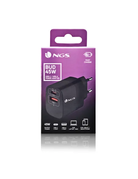 NGS BUD 45W Universal Negro Corriente alterna Carga rápida Interior