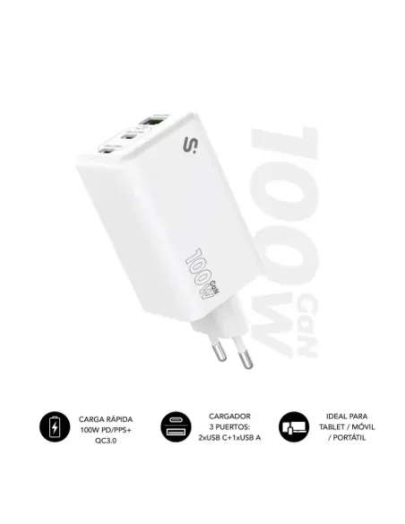 SUBBLIM CARGADOR GAN 100W CHARGER USB C+C+A