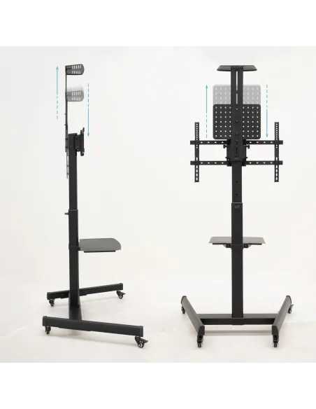 TooQ “COMETA” Soporte de Suelo con Ruedas con Regulación de Altura para Pantallas 37"- 70", Rotación 90°, Negro