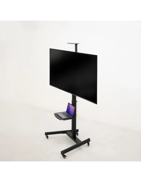 TooQ “COMETA” Soporte de Suelo con Ruedas con Regulación de Altura para Pantallas 37"- 70", Rotación 90°, Negro