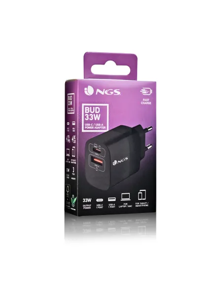 NGS BUD 33W Universal Negro Corriente alterna Carga rápida Interior