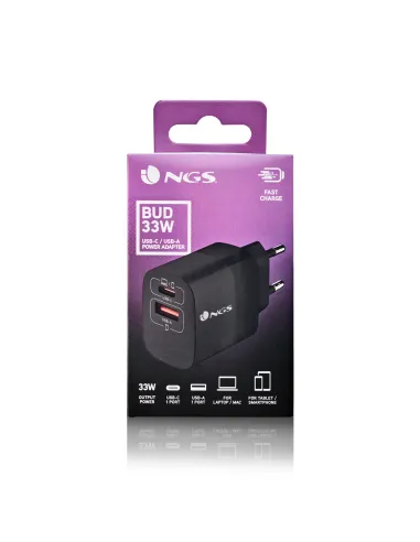 NGS BUD 33W Universal Negro Corriente alterna Carga rápida Interior