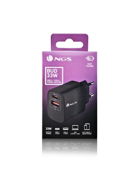 NGS BUD 33W Universal Negro Corriente alterna Carga rápida Interior