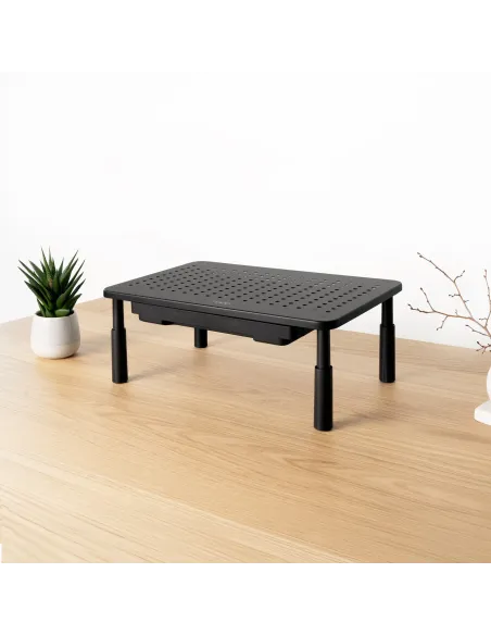 TooQ Soporte Elevador Multiusos para Monitor Portátil, Negro