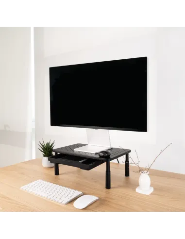 TooQ Soporte Elevador Multiusos para Monitor Portátil, Negro