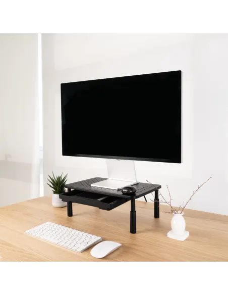 TooQ Soporte Elevador Multiusos para Monitor Portátil, Negro