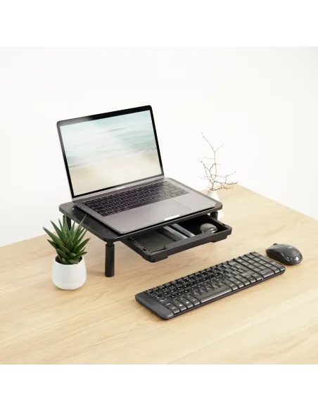 TooQ Soporte Elevador Multiusos para Monitor Portátil, Negro