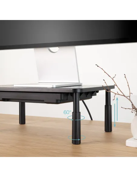 TooQ Soporte Elevador Multiusos para Monitor Portátil, Negro