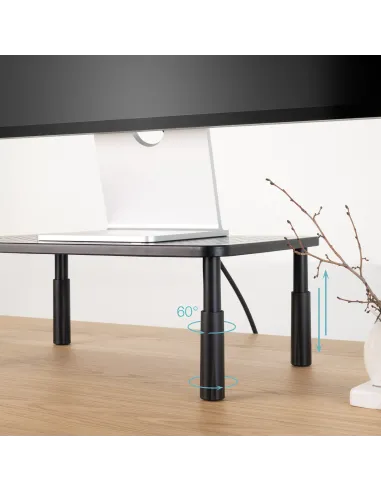 TooQ Soporte Elevador Multiusos para Monitor Portátil, Negro