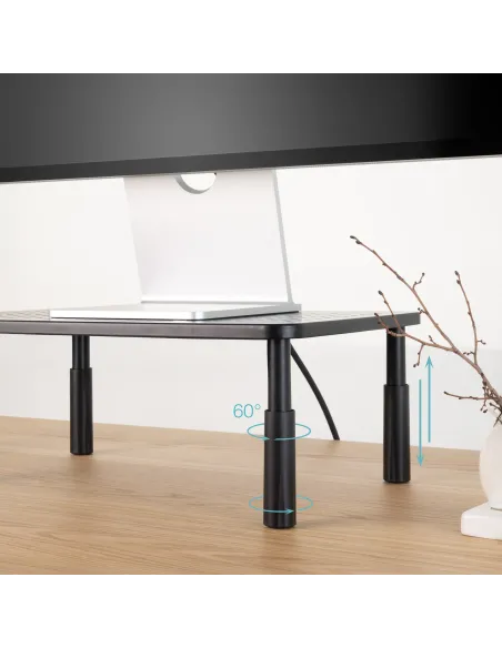 TooQ Soporte Elevador Multiusos para Monitor Portátil, Negro