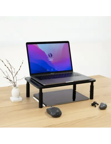 TooQ Soporte Elevador Multiusos para Monitor Portátil, Negro