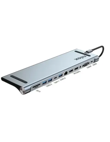 Nilox Docking Station USB-C, 12 puertos Gris