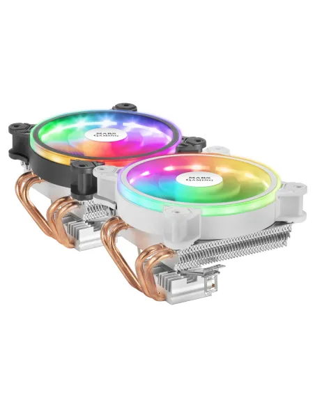Mars Gaming MCPU220W, Disipador CPU Blanco, TDP 140W, Dual ARGB, Silencioso PWM
