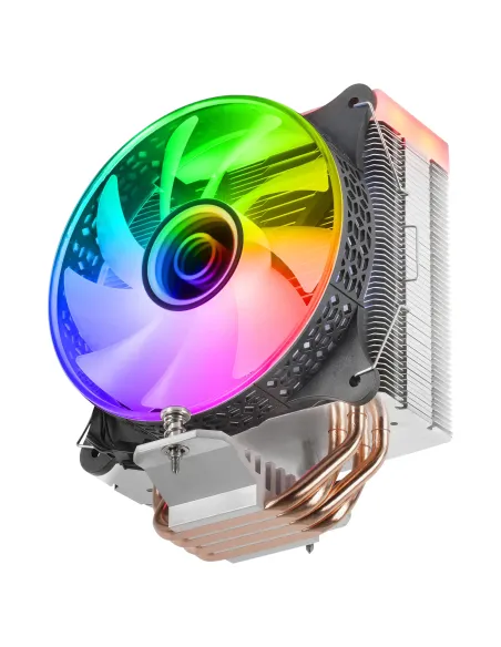 Mars Gaming MCPU-VR Negro, Disipador CPU, Doble Espejo Infinito ARGB, 4 Heatpipes HCT, TDP 180W, Ventilador Ultra-silencioso