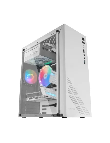 Mars Gaming MC100W - Caja Gaming ATX, ventilador 90mm FRGB, ventilación convect-cool, color blanco