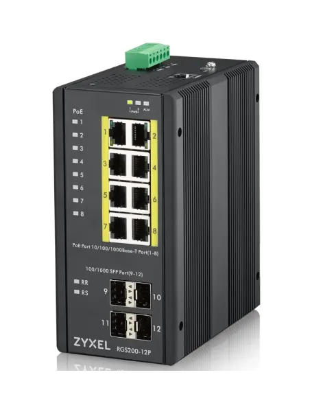 Zyxel RGS200-12P Gestionado L2 Gigabit Ethernet (10 100 1000) Energía sobre Ethernet (PoE) Negro