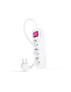 Nanocable Regleta de Enchufes con 3 Tomas con Interruptor, 1.4 m, Blanco