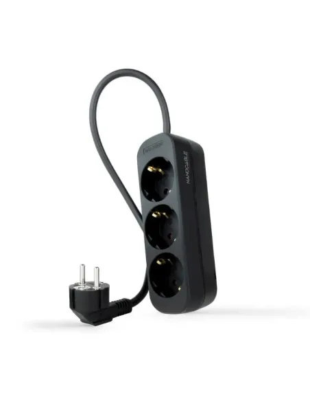 Nanocable Regleta de Enchufes con 3 Tomas, 1.4 m, Negro