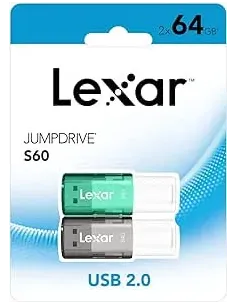 LEXAR 2X64GB PACK JUMPDRIVE S60 USB 2.0 FLASH DRIVE
