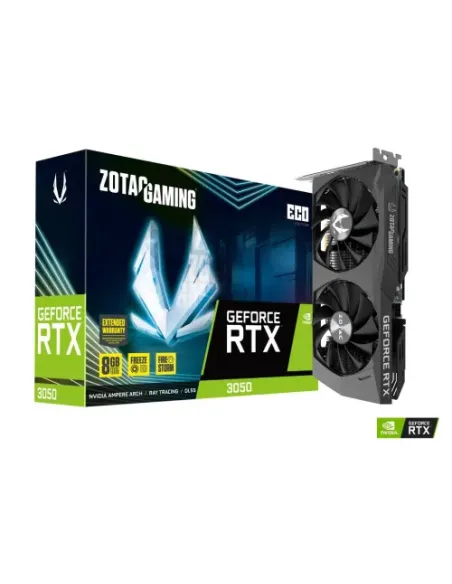 VGA ZOTAC RTX 3050 ECO,NV,RTX3050,GDDR6,8GB,128BIT,HDMI+3DP,2 VENTILADORES (ZT-A30500K-10M)