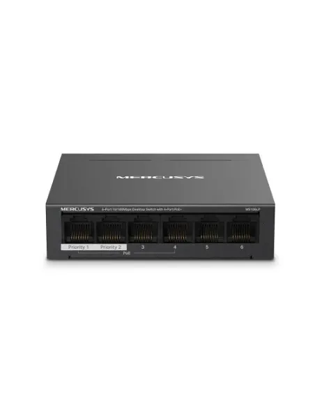 Mercusys MS106LP switch Gestionado Fast Ethernet (10/100) Energía sobre Ethernet (PoE) Negro