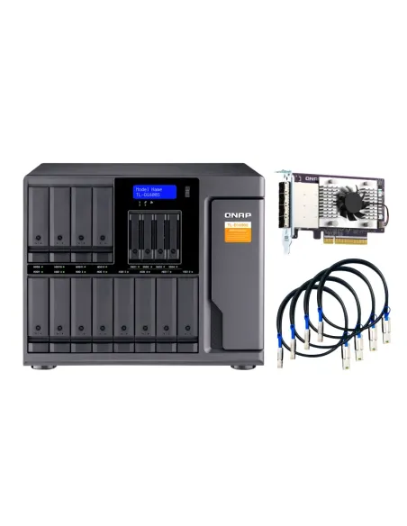 QNAP TL-D1600S caja para disco duro externo Carcasa de disco duro SSD Negro, Gris 2.5 3.5"