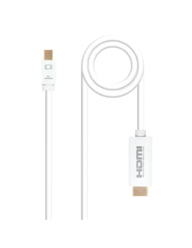 Nanocable Cable conversor Mini DP a HDMI, Mini DP/M - HDMI/M, Blanco, 2.0 M