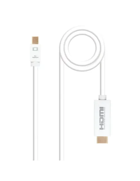Nanocable Cable conversor Mini DP a HDMI, Mini DP/M - HDMI/M, Blanco, 2.0 M