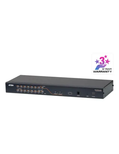 ATEN Switch KVM Cat 5 multi-interfaz de 16 puertos con 2 consolas