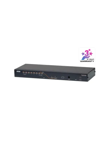 ATEN Switch KVM Cat 5 multi-interfaz de 8 puertos con 2 consolas