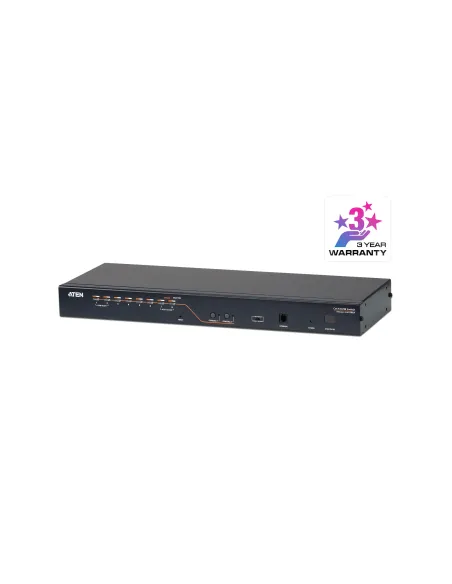 ATEN Switch KVM Cat 5 multi-interfaz de 8 puertos con 2 consolas