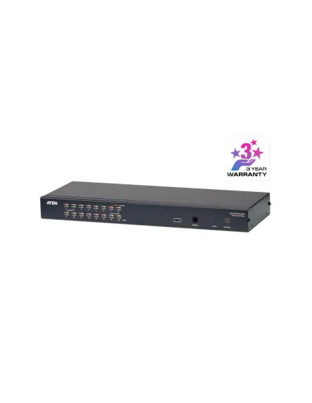 ATEN Switch KVM Cat 5 multi-interfaz de 16 puertos