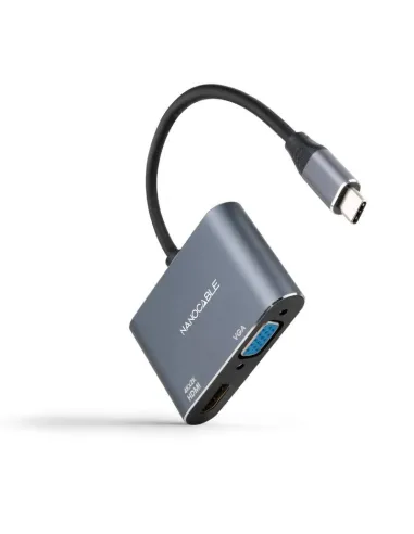 Nanocable Conversor USB-C a HDMI/VGA 15 cm, Gris