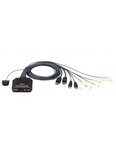 ATEN Switch KVM formato cable DisplayPort USB de 2 puertos selector remoto de puerto