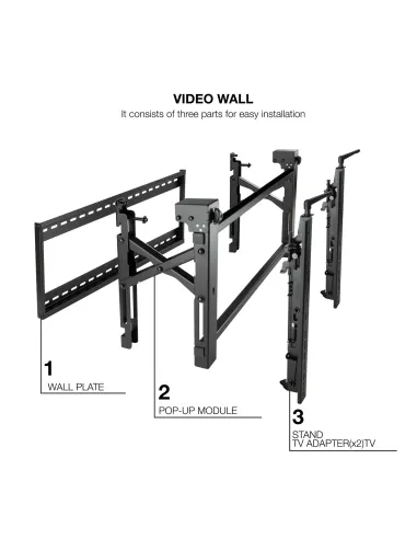 TooQ Soporte Video Wall de Pared para Pantalla 45”- 70”, Negro