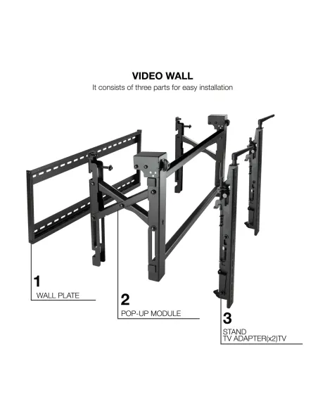 TooQ Soporte Video Wall de Pared para Pantalla 45”- 70”, Negro