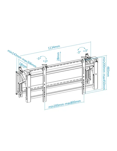 TooQ Soporte Video Wall de Pared para Pantalla 45”- 70”, Negro
