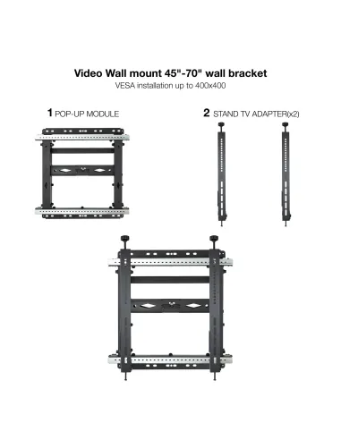 TooQ Soporte Video Wall de Pared para Pantalla 45"-70", Negro