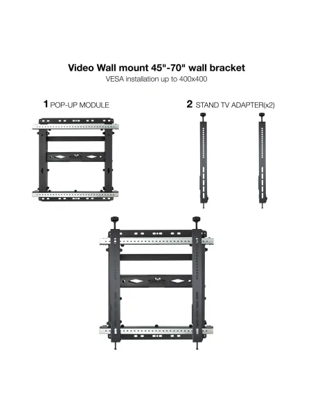 TooQ Soporte Video Wall de Pared para Pantalla 45"-70", Negro