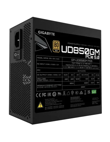 GIGABYTE GP-UD850GM PG5 unidad de fuente de alimentación 850 W 20+4 pin ATX ATX Negro