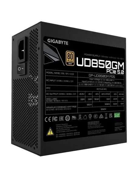GIGABYTE GP-UD850GM PG5 unidad de fuente de alimentación 850 W 20+4 pin ATX ATX Negro