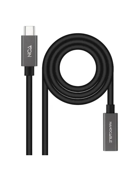 Nanocable Cable Prolongador USB-C 3.2 Gen2x2 20Gbps 3A, 4K/60Hz, USB-C/M-USB-C/H, Negro, 0.5 m