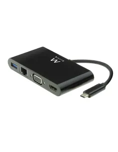Ewent EW9827 base para portátil y replicador de puertos USB 3.2 Gen 1 (3.1 Gen 1) Type-C Negro