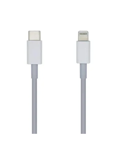 AISENS Cable USB 2.0 USB-С A Lightning PD 2A, Lightning/M-USB-С/M, Blanco, 1.0m